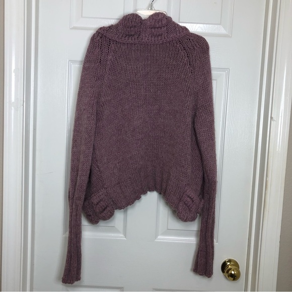 LINK DONNA Alpaca Wool Blend Made Italy Maroon Knit Cardigan M Check Measurement - Picture 7 of 16